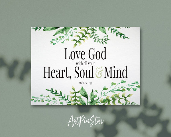 Love God with All Your Heart, Soul & Mind Matthew 22:37 Bible Verse Customized Greeting Card