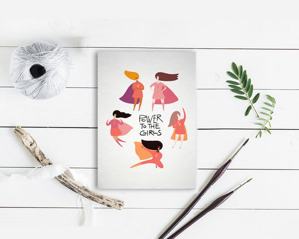 Power to the girls Women Empowerment Customizable Greeting Card