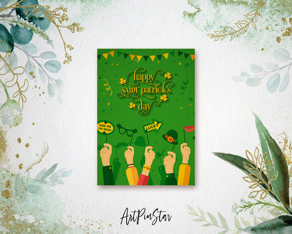 Kiss me I'm Irish Lucky St. Patricks Day Personalized Gifts Card - ArtPinStar.com