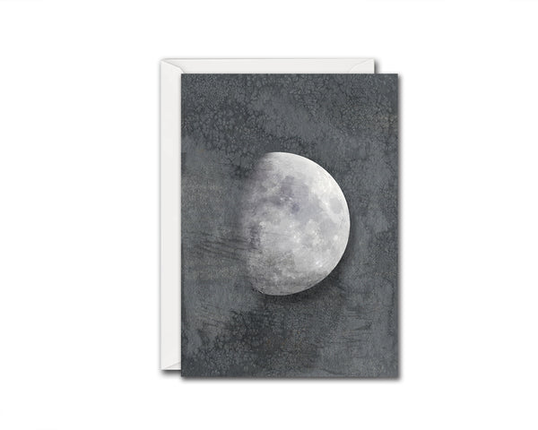 Waxing Gibbous Moon Phases Watercolor Galaxy Space Customizable Greeting Card