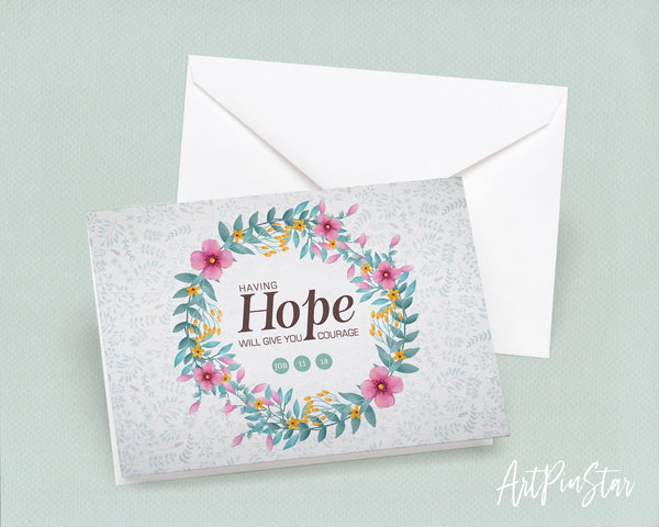 Having hope will give you courage Job 11:18 Bible Verse Customized Greeting Card