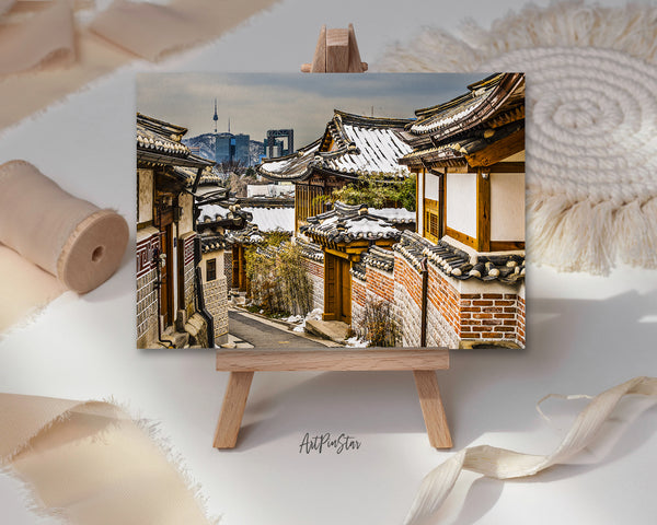 Bukchon Hanok Historic District, Seoul, South Korea Landscape Custom Greeting Cards