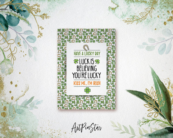 Lucky is believing you're lucky St. Patricks Day Personalized Gifts Card - ArtPinStar.com