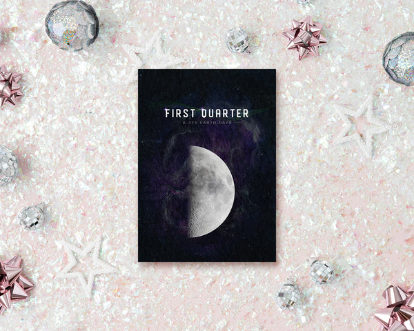 First Quarter Moon Lunar Phases Customizable Greeting Card