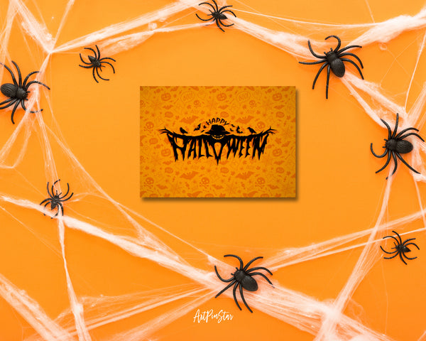 Halloween Pumpkin and Skull & Spider Custom Holiday Greeting Card