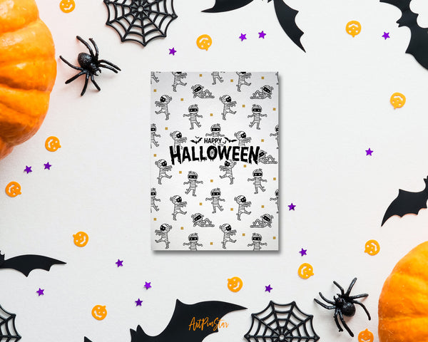 Happy Halloween Cute Mummy Pattern Custom Holiday Greeting Card