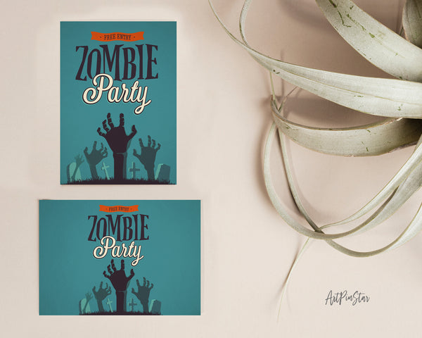 Zombie Party Tombstone Custom Holiday Greeting Card