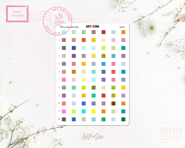 Dots & Squares 2026 White Stickers