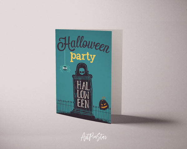 Halloween Party Tombstone Custom Holiday Greeting Card