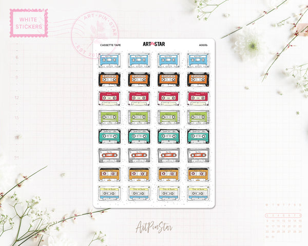 Cassette Tape White Stickers