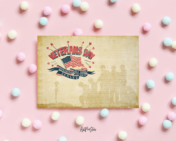 Honoring all who served Retro Style Veterans Day Holiday Greeting Cards