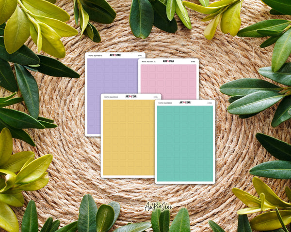 Pastel Squares Cousin A5 White Stickers