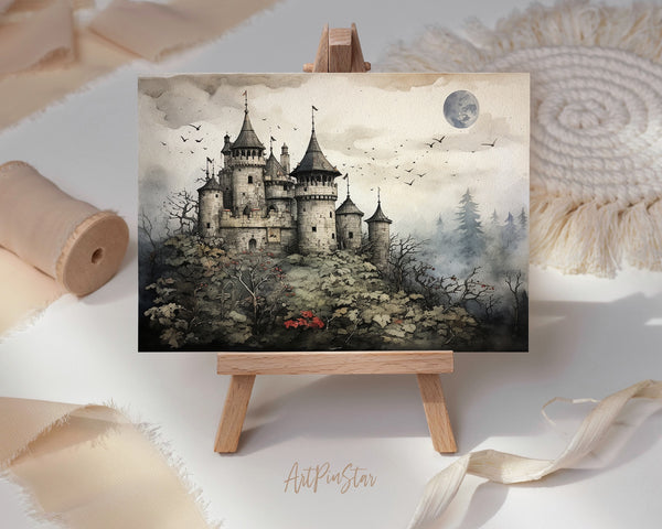 Vintage Halloween Castle Custom Holiday Greeting Card