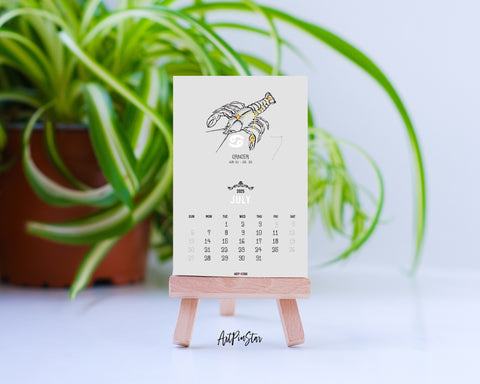 2025 Desk Calendar Astrology Line Wooden Mini Easel Stand Holder