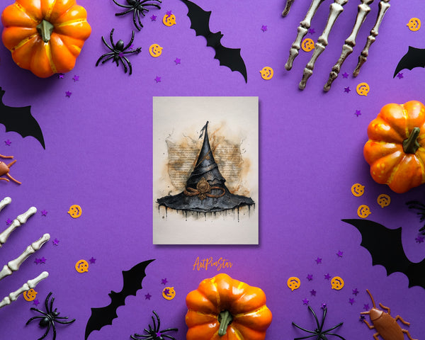 Vintage Halloween Witch Hat Custom Holiday Greeting Card