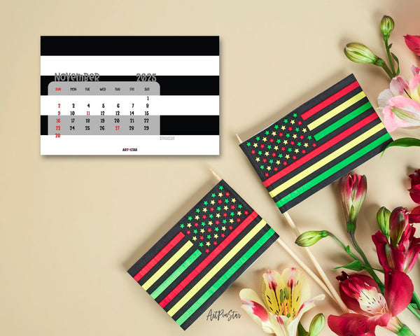 2025 Desk Calendar LGBT Pride US Flag Wooden Mini Easel Stand Holder