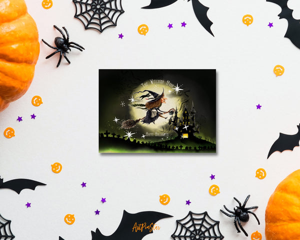 The Witching Hour Happy Halloween Custom Holiday Greeting Card