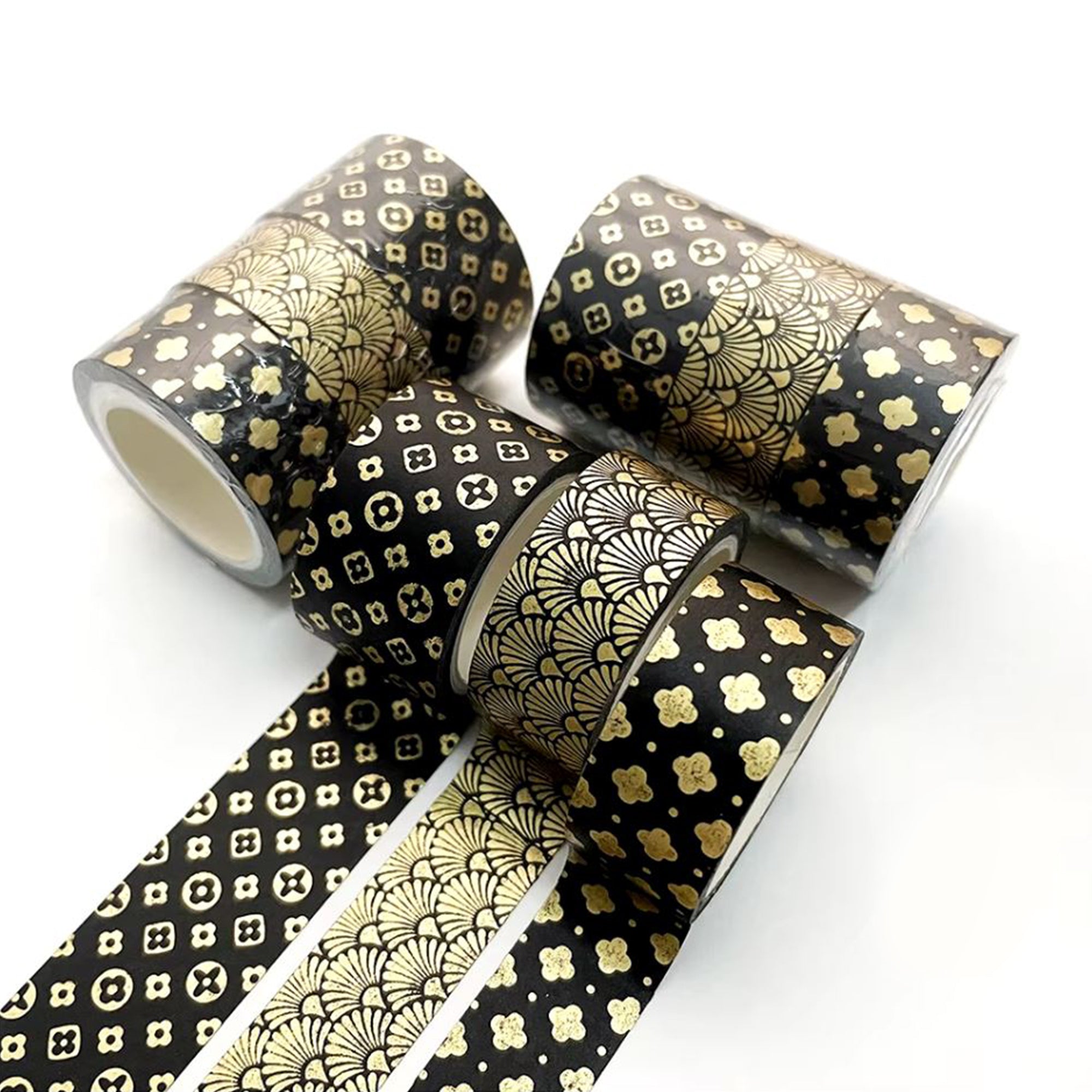 Gold Geometry Washi Tape for Bullet Journal 3Pcs/Set, 2cm x 5m/1 roll, 1.5cm x 5m/2 rolls