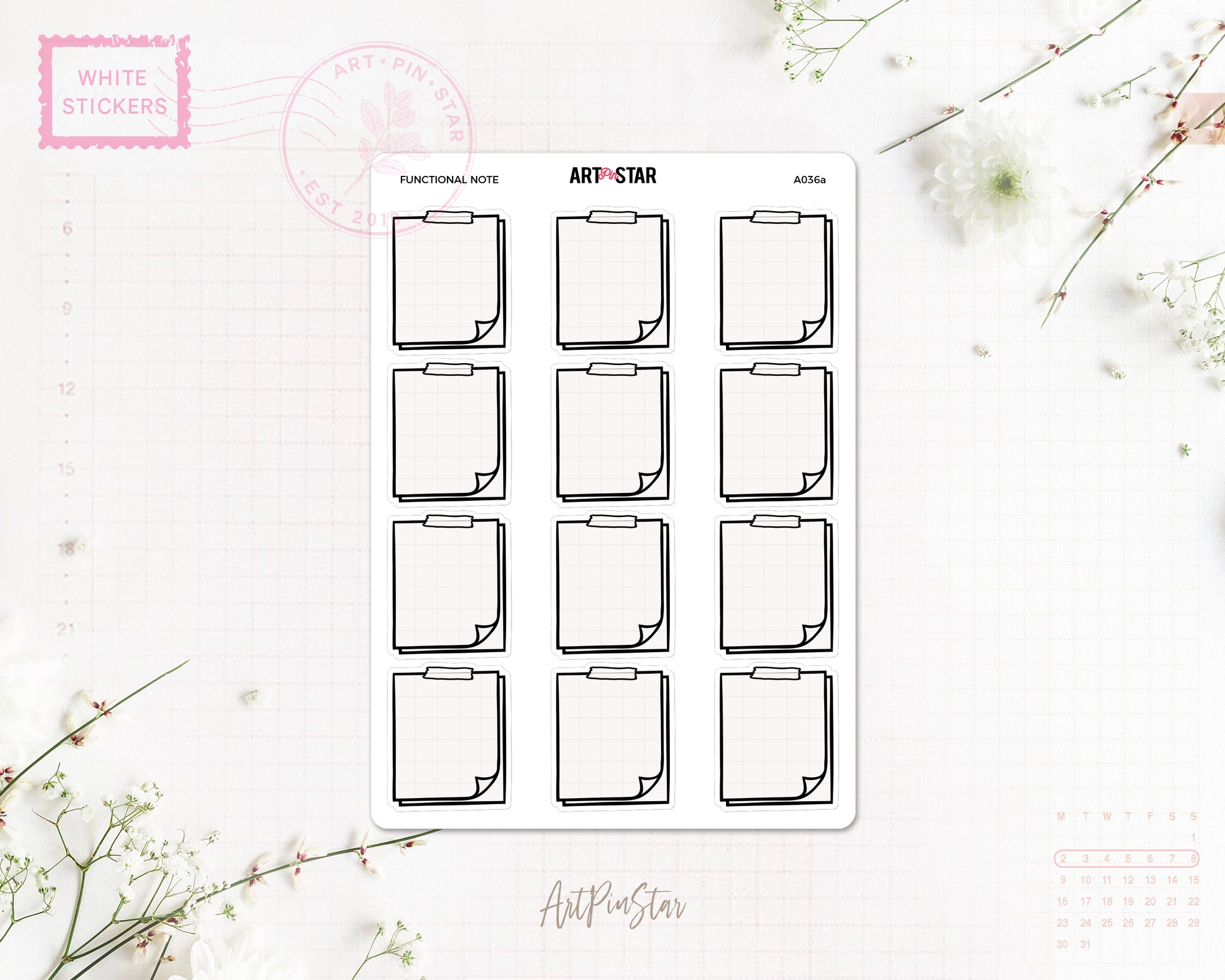 Functional Note White Stickers