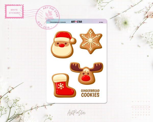 Christmas Gingerbread Cookies White Stickers