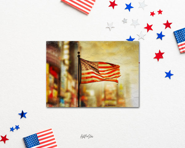 Tattered American Flag Blowing in the Wind Veterans Day Holiday Greeting Cards