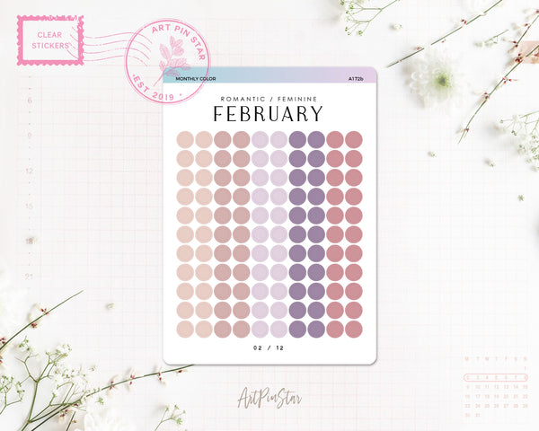 Monthly Color Chart Clear Stickers