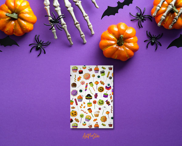 Halloween Sweets Spooky Dessert Pattern Custom Holiday Greeting Card