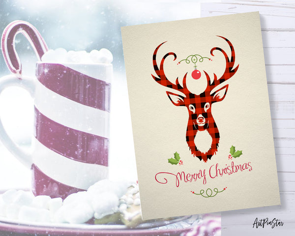 Merry Christmas Deer Light Personalized Holiday Greeting Card Gifts