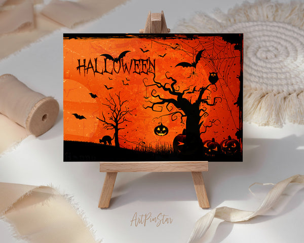 Halloween Pumpkin Bat Custom Holiday Greeting Card