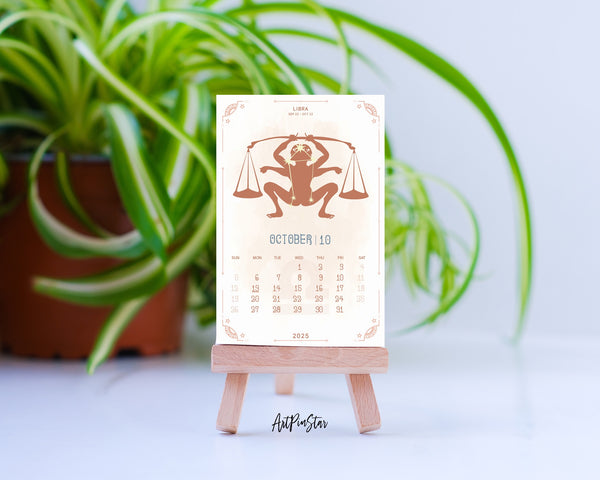 2025 Desk Calendar Astrology Color Wooden Mini Easel Stand Holder