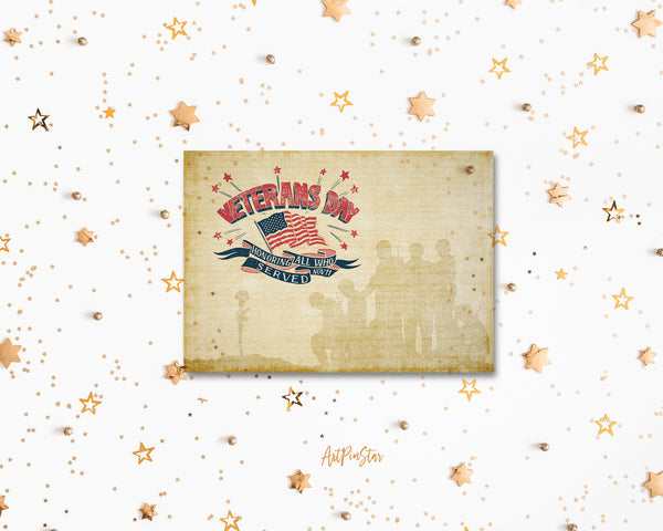 Honoring all who served Retro Style Veterans Day Holiday Greeting Cards