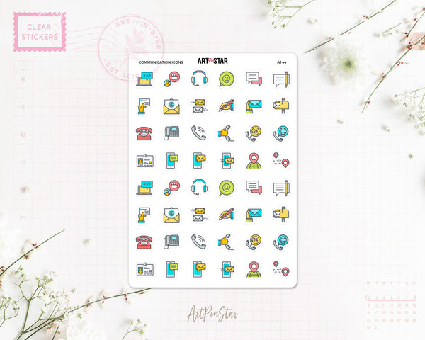 Communication Icons Clear Stickers