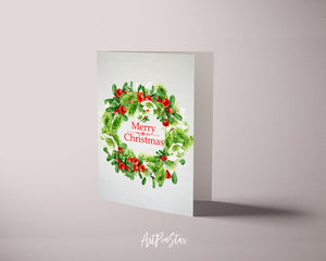 Christmas Wreath Personalized Holiday Greeting Card Gifts