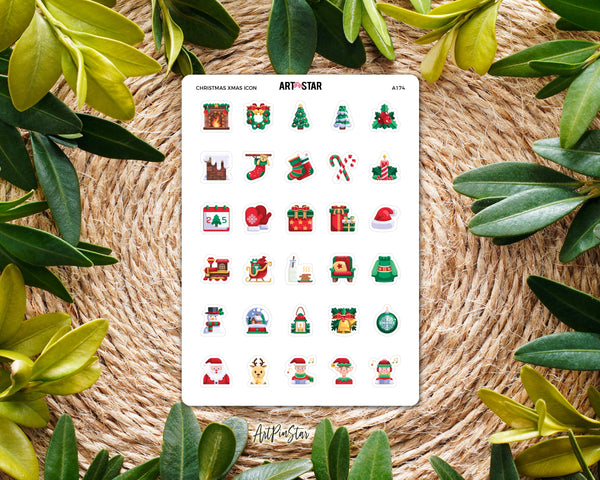 Christmas Winter Letter White Stickers