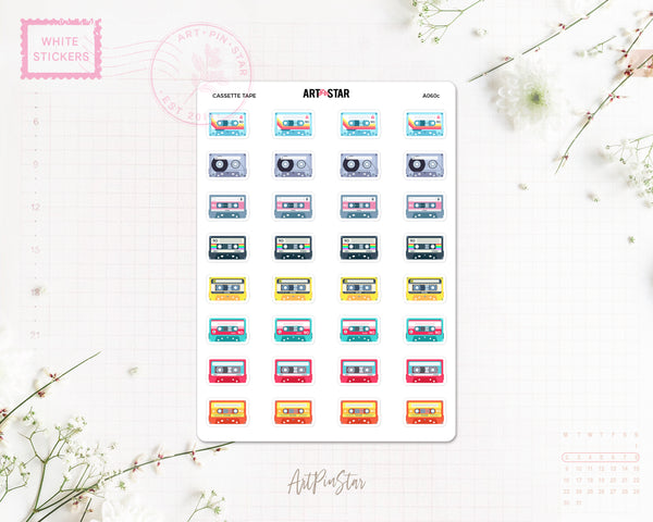 Cassette Tape White Stickers