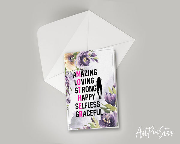 Amazing loving strong happy selfless graceful Mother's Day Occasion Greeting Cards