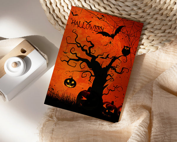 Halloween Pumpkin Bat Custom Holiday Greeting Card