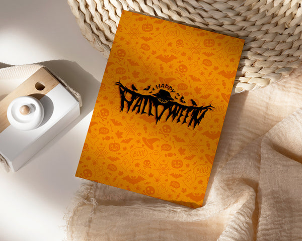 Halloween Pumpkin and Skull & Spider Custom Holiday Greeting Card