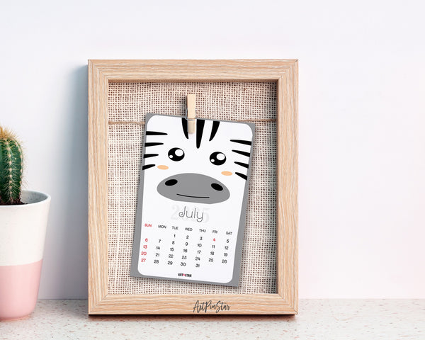 2025 Desk Calendar Cute Animal Characters Wooden Mini Easel Stand Holder