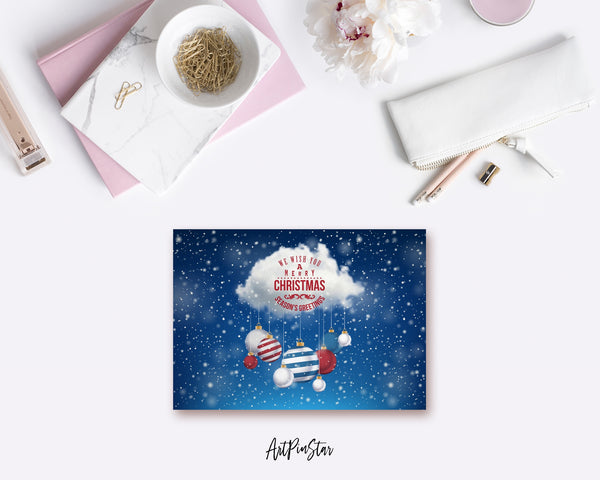 We wish you a merry christmas season's greetings Personalized Holiday Greeting Card Gifts