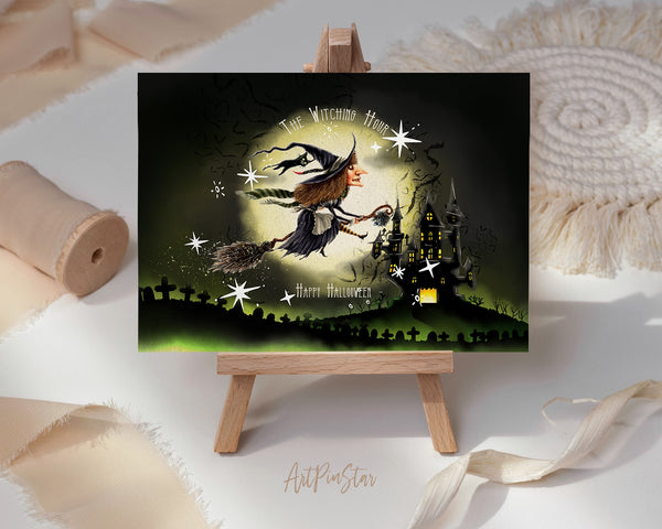 The Witching Hour Happy Halloween Custom Holiday Greeting Card