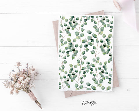 Watercolor Green Floral with Eucalyptus Leaves Personalized Vellum Dashboard