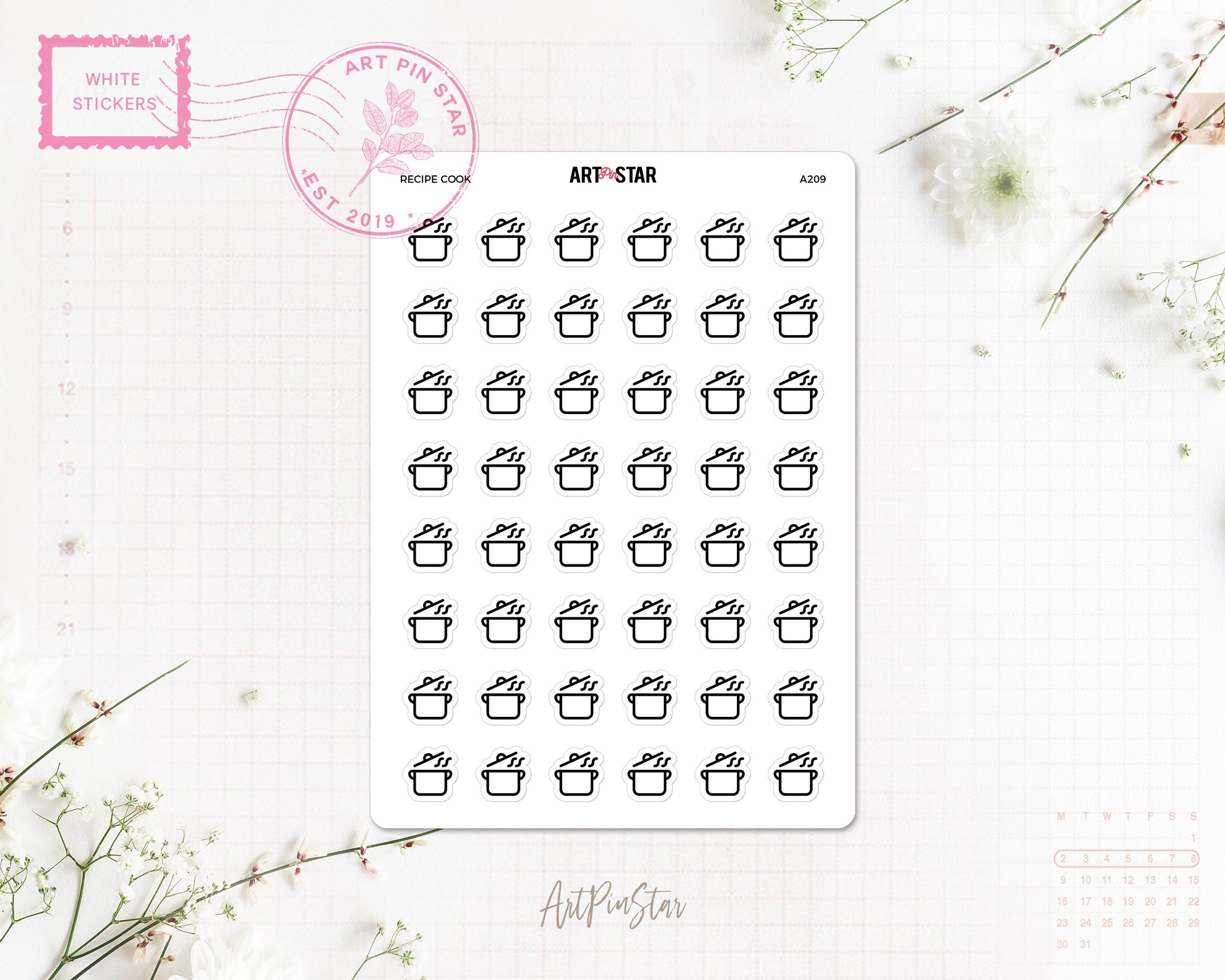 Recipe Cook White Stickers