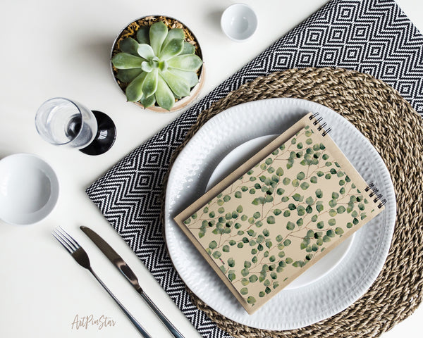 Watercolor Green Floral with Eucalyptus Leaves Personalized Vellum Dashboard