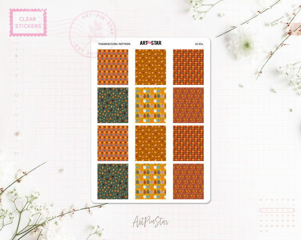 Thanksgiving Mini Fullbox Pattern Clear Stickers