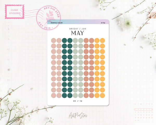 Monthly Color Chart Clear Stickers