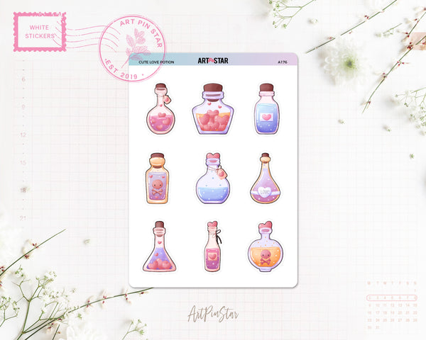 Cute Love Potion Clear Stickers