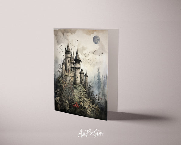 Vintage Halloween Castle Custom Holiday Greeting Card