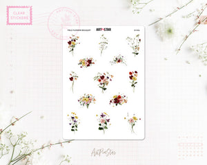 Field Flowers Clear/White Stickers