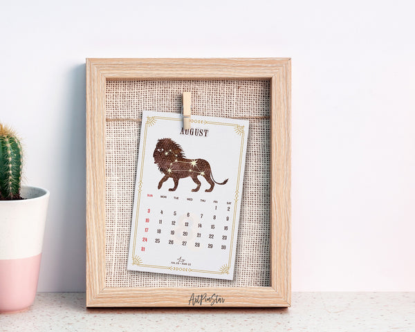 2025 Desk Calendar Astrology Textured Wooden Mini Easel Stand Holder